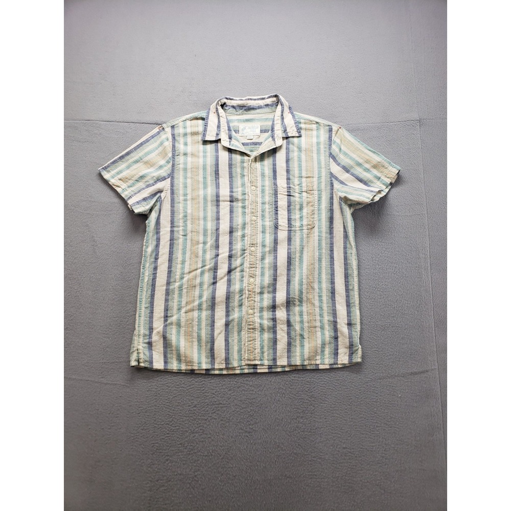 American Eagle Outfitters Men Camp Shirts L Multicolor Striped Button Up Casual